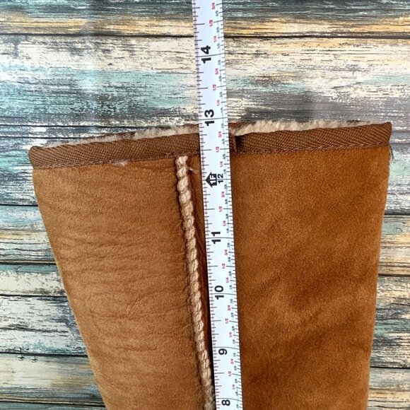 Emu Australia Knee High Boots Brown Sheepskin Wool Lined Pull On Lug Sole Size 6 - Picture 12 of 15